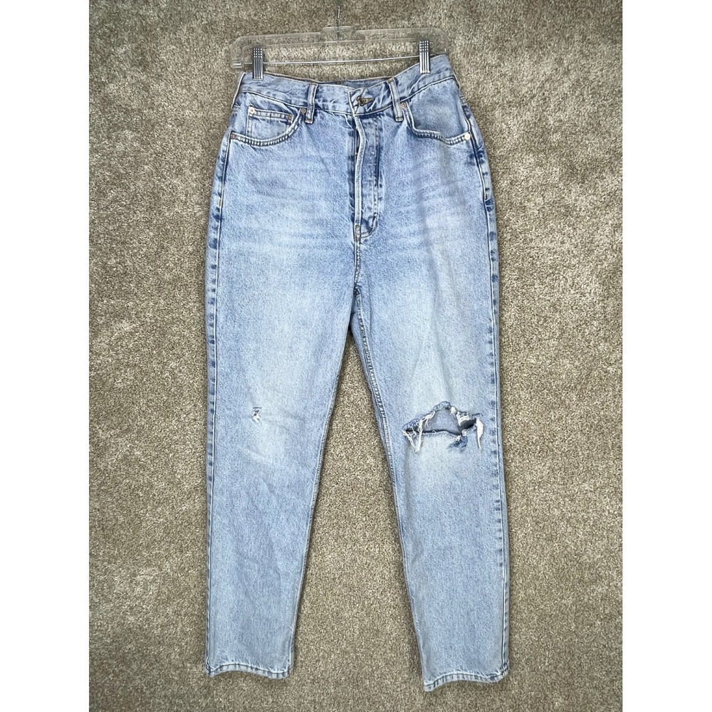 Free People High Rise Distressed Jeans Women 30 Light Wash Blue Streetwear Denim